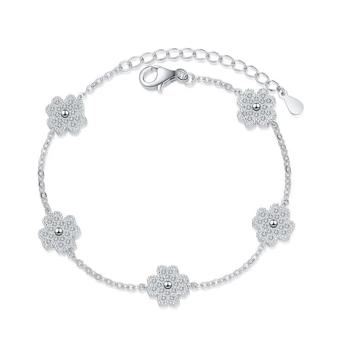 Bracelets Trendolla Jewelry Four Leaf Clover Micro Moissanite Bracelet
