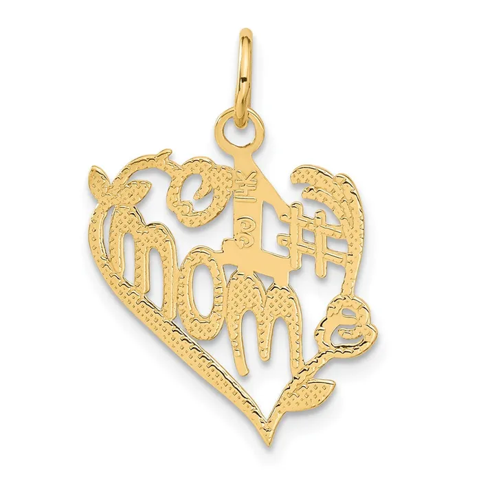 Charm Necklaces 14k 1 Mom Heart Charm TreasureFineJewelers