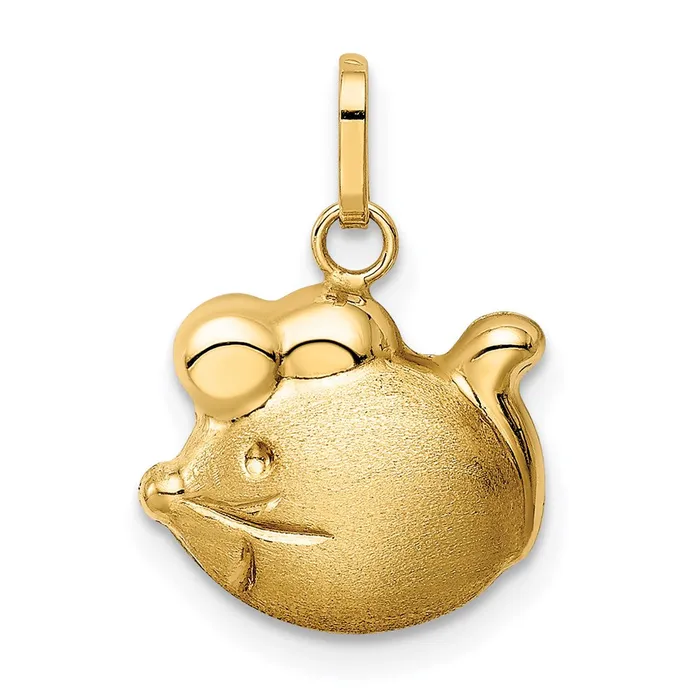 Charm Necklaces 14k Yellow Gold Satin Polished Mouse Charm TreasureFineJewelers Charm Necklaces 14k Yellow Gold Satin Polished Mouse Charm TreasureFineJewelers