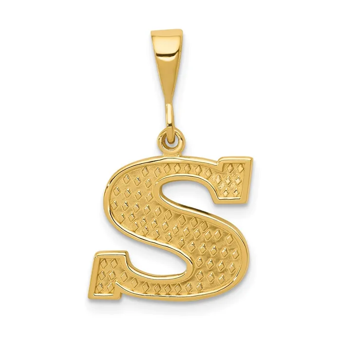 Charm Necklaces 14k Yellow Gold Textured Initial S Charm TreasureFineJewelers Charm Necklaces 14k Yellow Gold Textured Initial S Charm TreasureFineJewelers