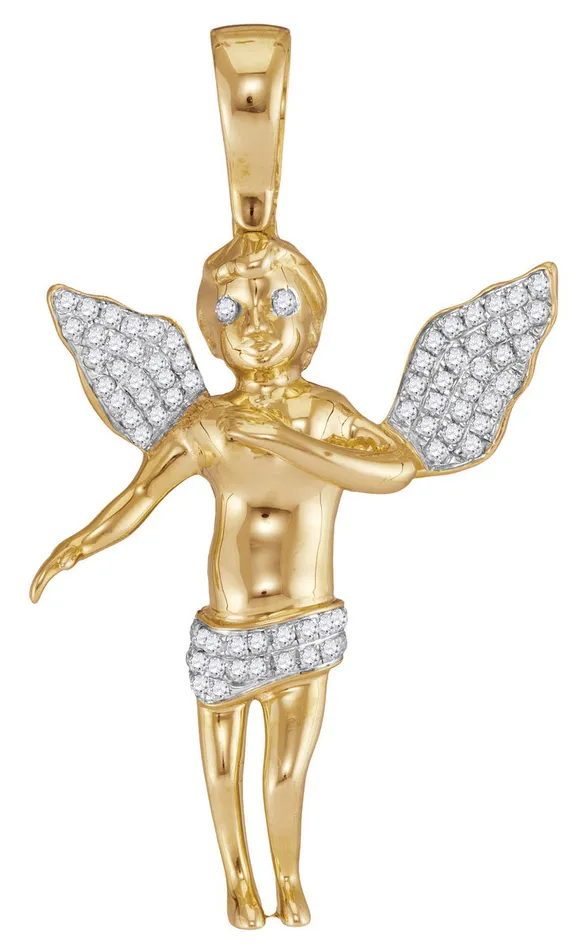 Charm Necklaces North Arrow Shop 10kt Yellow Gold Mens Round Diamond Angel Cherub Charm Pendant 38 Cttw Charm Necklaces North Arrow Shop 10kt Yellow Gold Mens Round Diamond Angel Cherub Charm Pendant 38 Cttw