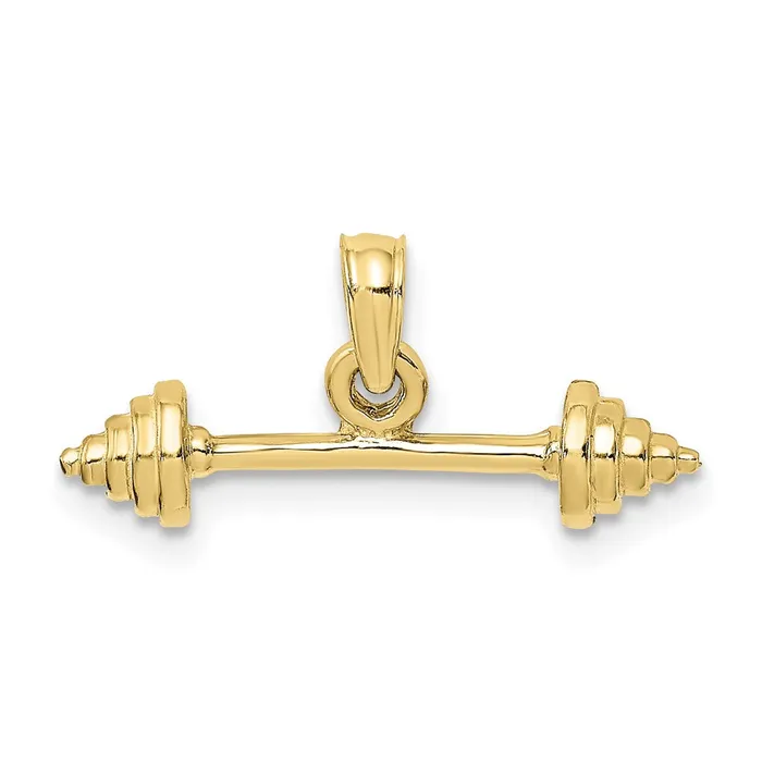 Charm Necklaces TreasureFineJewelers 10K Solid Polished 3D Dumbbell Charm Charm Necklaces TreasureFineJewelers 10K Solid Polished 3D Dumbbell Charm