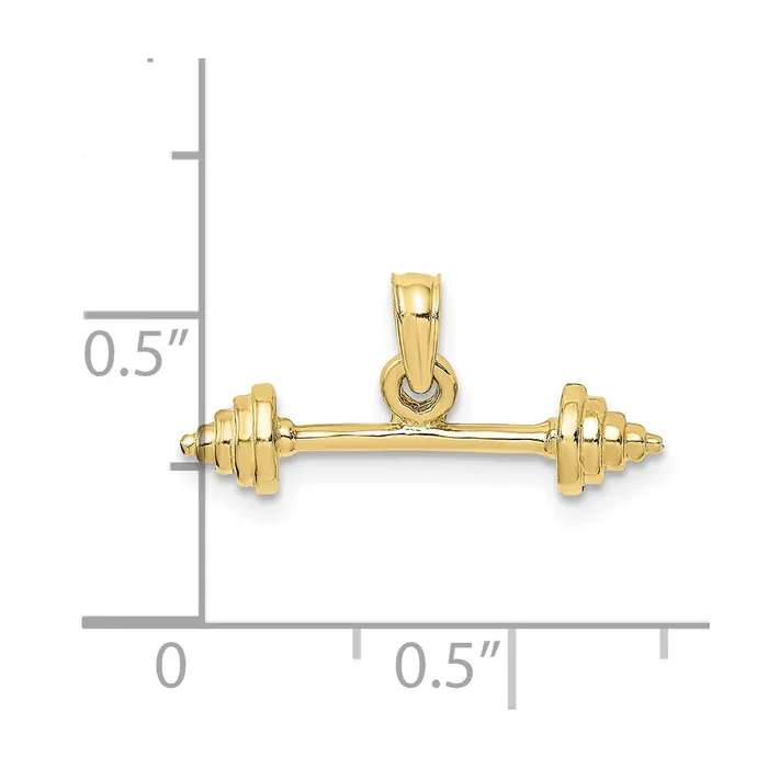 Charm Necklaces TreasureFineJewelers 10K Solid Polished 3D Dumbbell Charm