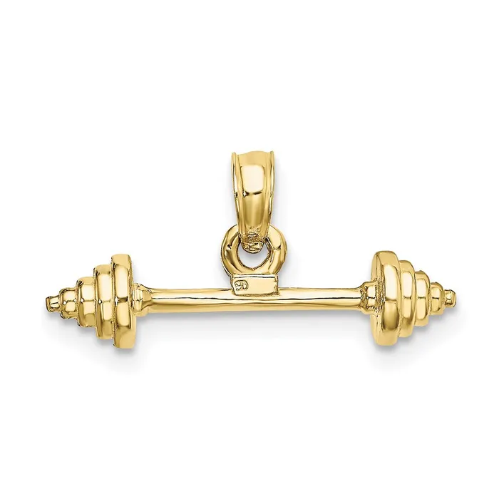 Charm Necklaces TreasureFineJewelers 10K Solid Polished 3D Dumbbell Charm