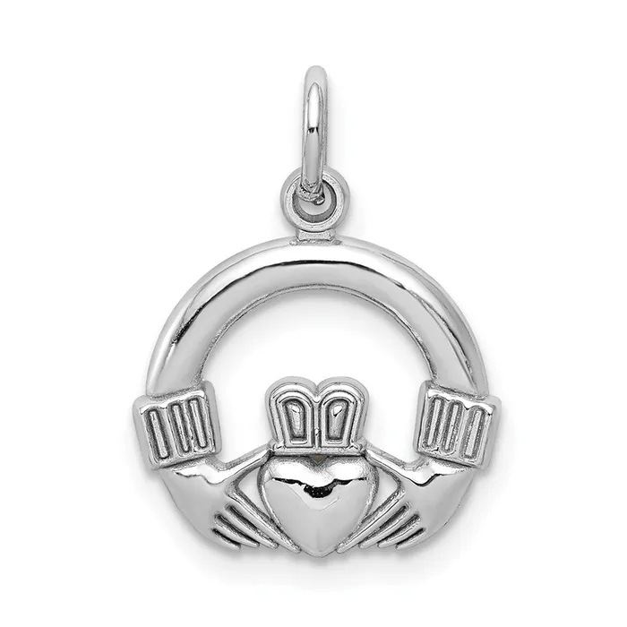 Charm Necklaces TreasureFineJewelers 10k White Gold Claddagh Charm