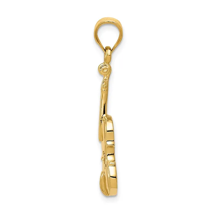 Charm Necklaces TreasureFineJewelers 14k 2D Violin Charm