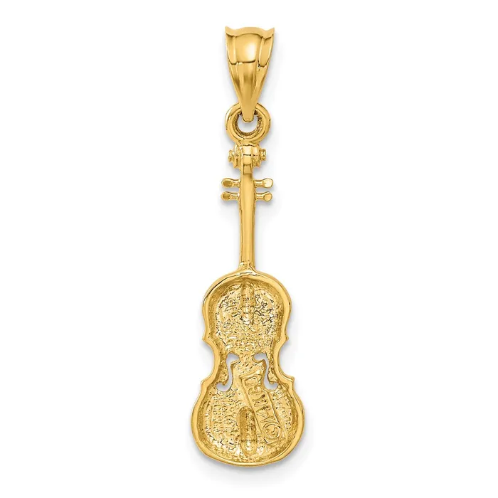 Charm Necklaces TreasureFineJewelers 14k 2D Violin Charm