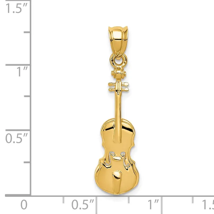 Charm Necklaces TreasureFineJewelers 14k 2D Violin Charm