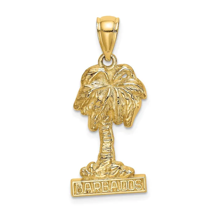 Charm Necklaces TreasureFineJewelers 14K BARBADOS Palm Tree Charm