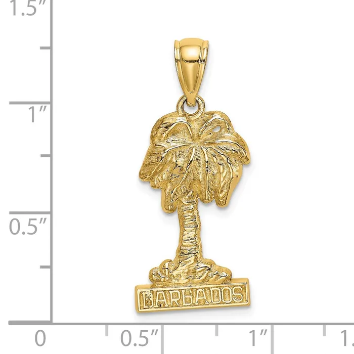 Charm Necklaces TreasureFineJewelers 14K BARBADOS Palm Tree Charm