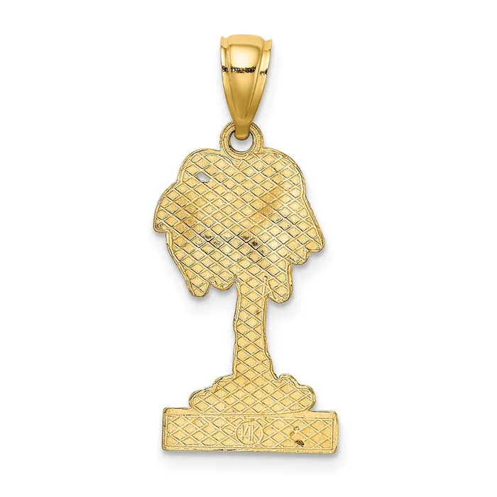 Charm Necklaces TreasureFineJewelers 14K BARBADOS Palm Tree Charm