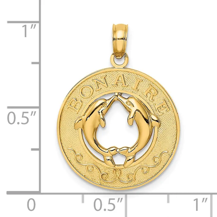 Charm Necklaces TreasureFineJewelers 14K BONAIRE Circle w Dolphins Charm