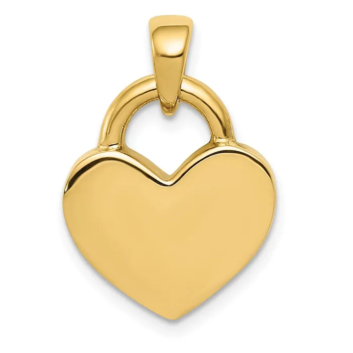 Charm Necklaces TreasureFineJewelers 14k Rhodium Hollow Polished 3D Reversible Heart Charm Charm Necklaces TreasureFineJewelers 14k Rhodium Hollow Polished 3D Reversible Heart Charm