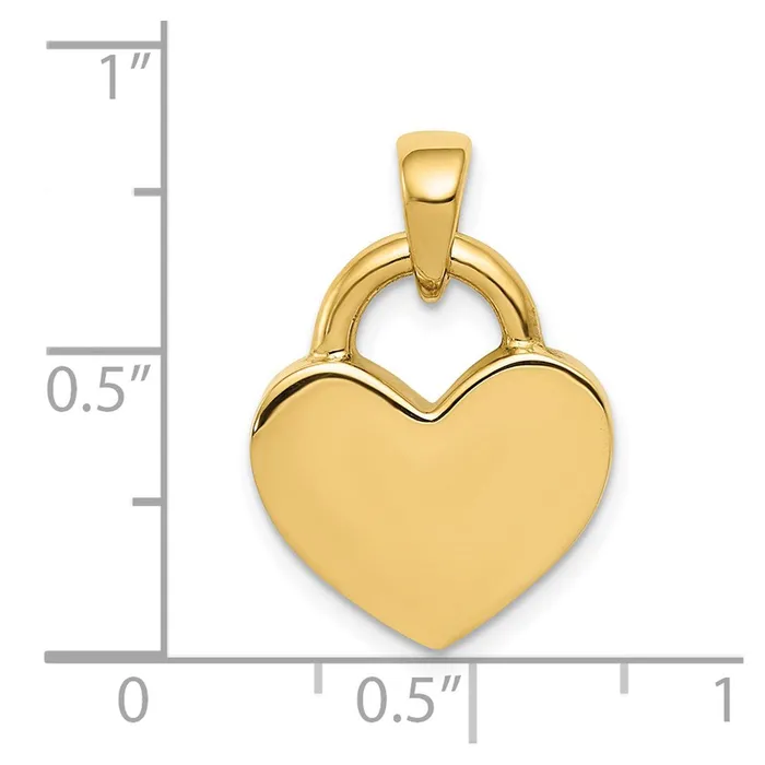 Charm Necklaces TreasureFineJewelers 14k Rhodium Hollow Polished 3D Reversible Heart Charm