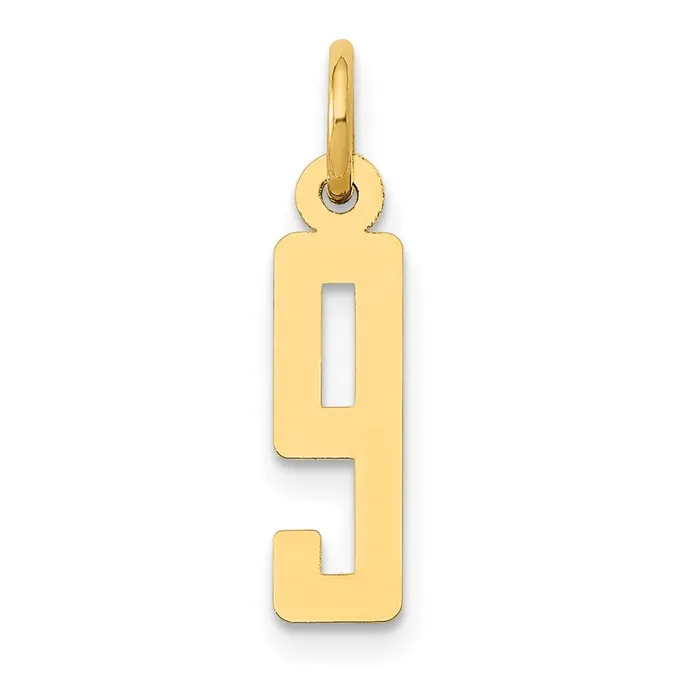 Charm Necklaces TreasureFineJewelers 14k Small Elongated Number 9 Charm