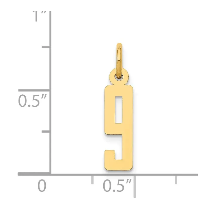 Charm Necklaces TreasureFineJewelers 14k Small Elongated Number 9 Charm