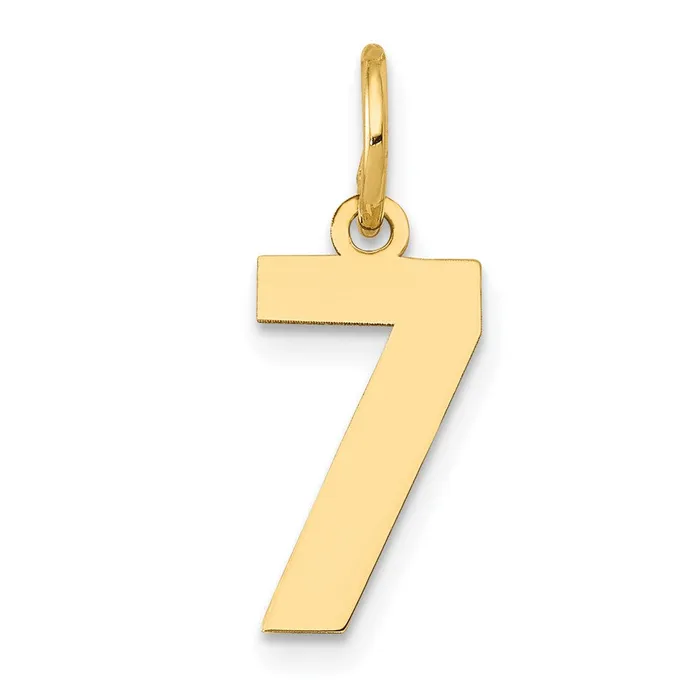 Charm Necklaces TreasureFineJewelers 14k Small Polished Number 7 Charm