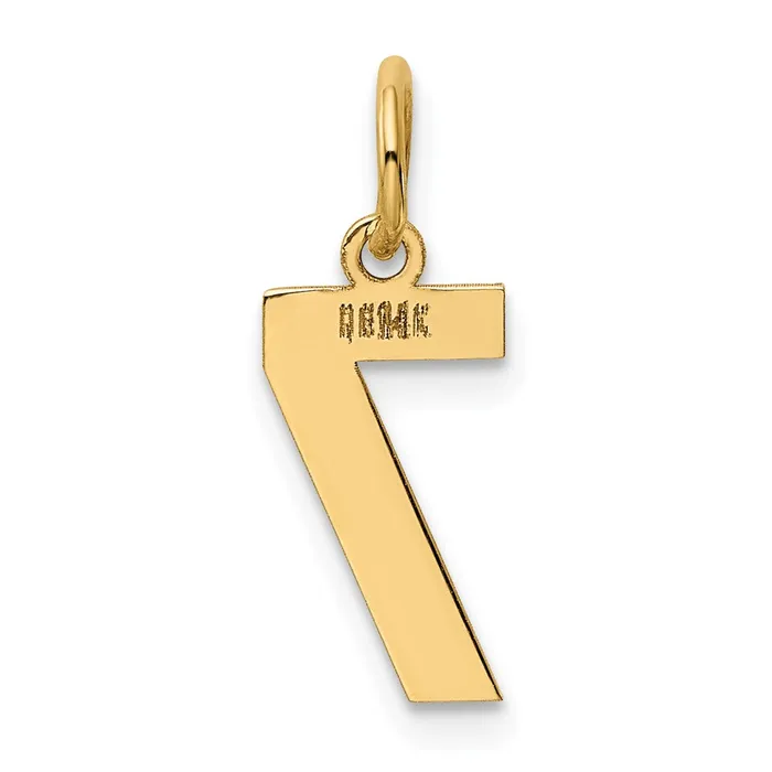Charm Necklaces TreasureFineJewelers 14k Small Polished Number 7 Charm