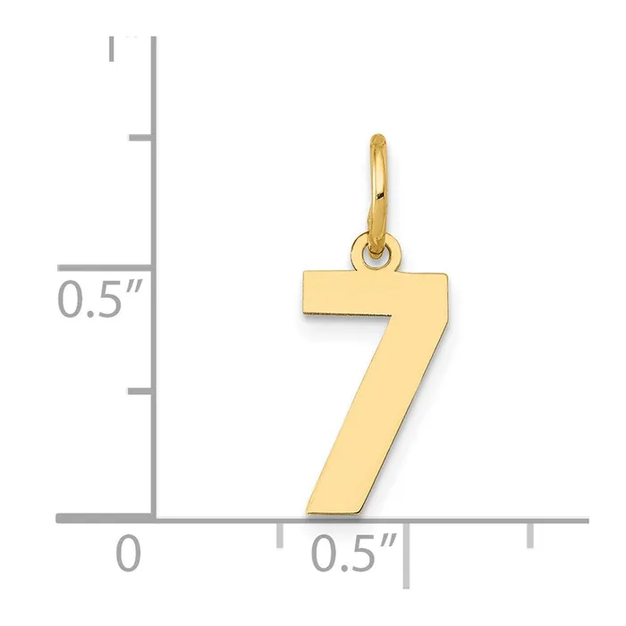 Charm Necklaces TreasureFineJewelers 14k Small Polished Number 7 Charm