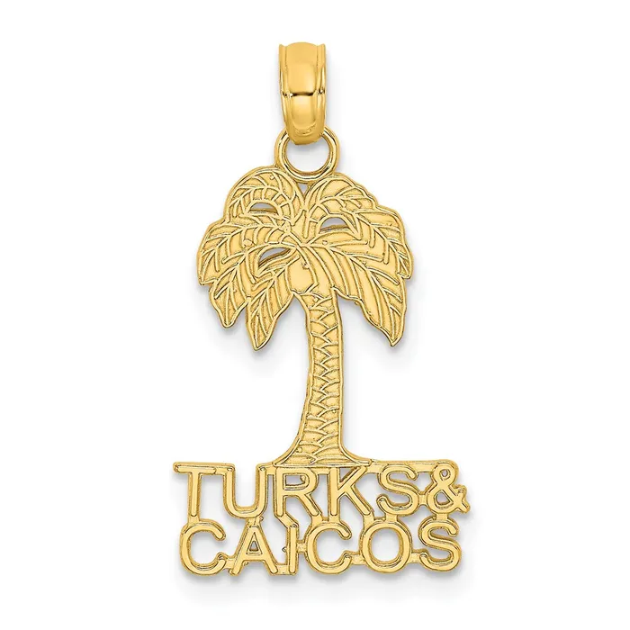 Charm Necklaces TreasureFineJewelers 14K TURKS AND CAICOS Palm Tree Charm Charm Necklaces TreasureFineJewelers 14K TURKS AND CAICOS Palm Tree Charm