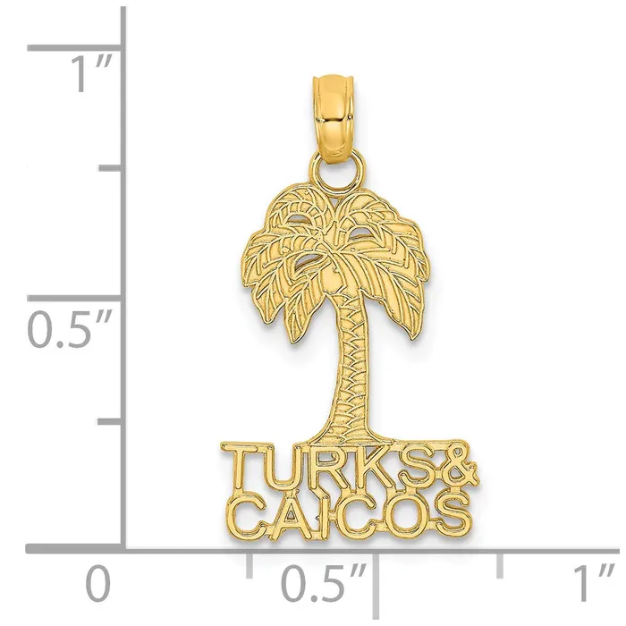 Charm Necklaces TreasureFineJewelers 14K TURKS AND CAICOS Palm Tree Charm