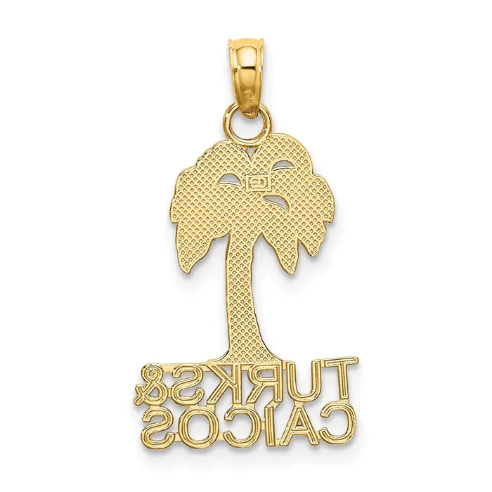 Charm Necklaces TreasureFineJewelers 14K TURKS AND CAICOS Palm Tree Charm