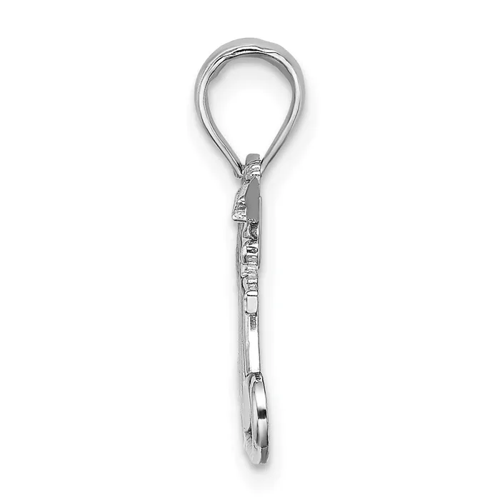Charm Necklaces TreasureFineJewelers 14K White Gold MOM w 2 Angels Holding Heart Charm