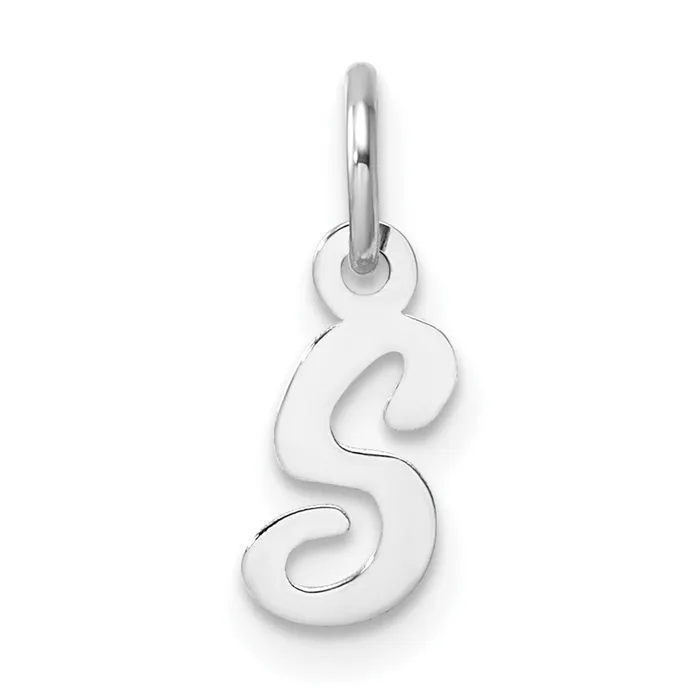 Charm Necklaces TreasureFineJewelers 14k White Gold Small Script Letter S Initial Charm