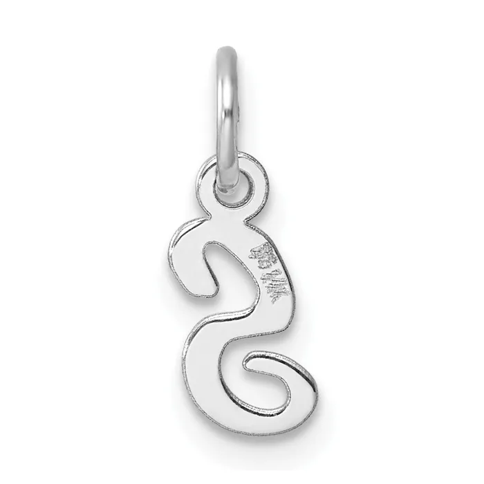 Charm Necklaces TreasureFineJewelers 14k White Gold Small Script Letter S Initial Charm