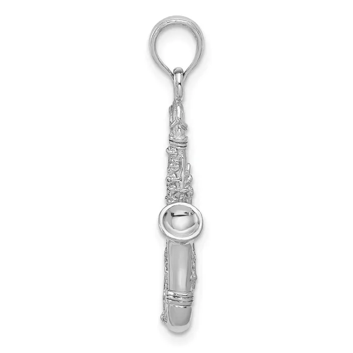 Charm Necklaces TreasureFineJewelers 14K White Gold Solid Polished 3D Saxophone Charm