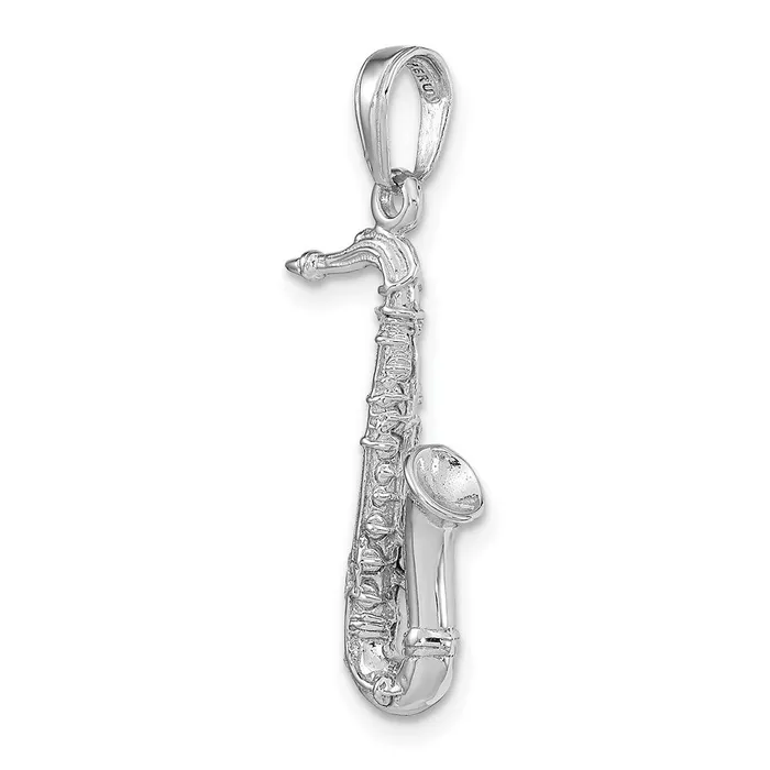 Charm Necklaces TreasureFineJewelers 14K White Gold Solid Polished 3D Saxophone Charm