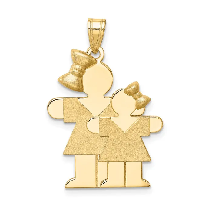 Charm Necklaces TreasureFineJewelers 14k Yellow Gold Big Girl and Little Girl Engravable Charm Charm Necklaces TreasureFineJewelers 14k Yellow Gold Big Girl and Little Girl Engravable Charm