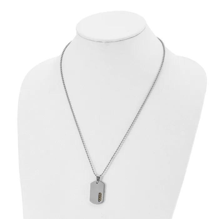 Chisel Stainless Steel Polished Yellow IPplated Dog Tag on a 22 inch Ball Chain Necklace TreasureFineJewelers Necklaces