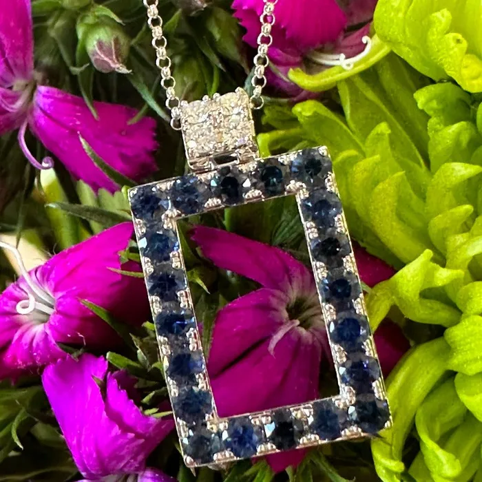 Diamond Sapphire Pendant Chain 23000707 ONeills Estate Jewelry Necklaces Diamond Sapphire Pendant Chain 23000707 ONeills Estate Jewelry Necklaces