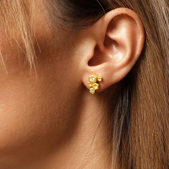 Earrings Cute Honeycomb With Honey Earrings Life With MaKs Honeycomb Bee Kind Jewelry Collection Trendolla Jewelry