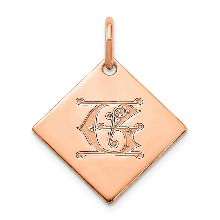 Earrings Sterling Silver Polished Rose Gold Plated Gold Letter G Initial Charm TreasureFineJewelers Earrings Sterling Silver Polished Rose Gold Plated Gold Letter G Initial Charm TreasureFineJewelers