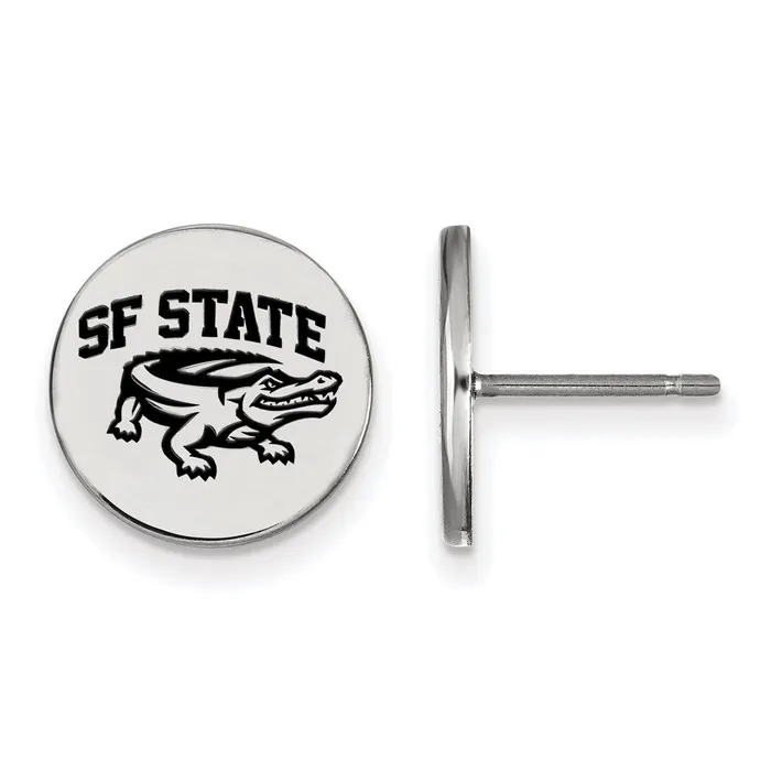 Earrings Sterling Silver Rhodiumplated San Francisco State University Small Enameled Disc Post Earrings TreasureFineJewelers Earrings Sterling Silver Rhodiumplated San Francisco State University Small Enameled Disc Post Earrings TreasureFineJewelers