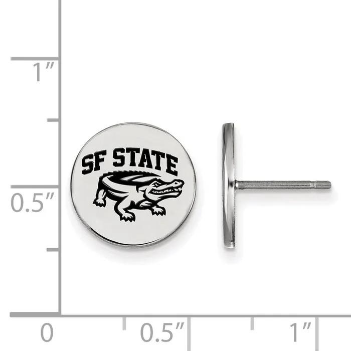 Earrings Sterling Silver Rhodiumplated San Francisco State University Small Enameled Disc Post Earrings TreasureFineJewelers