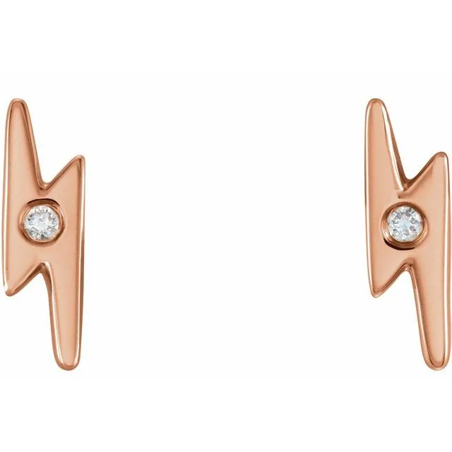 Earrings TreasureFineJewelers 14K Rose 03 CTW Diamond Lighting Bolt Earrings