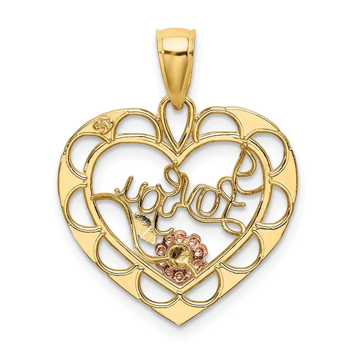 Earrings TreasureFineJewelers 14k Twoone wWhite Rhodium I LOVE YOU Heart w Flower Charm