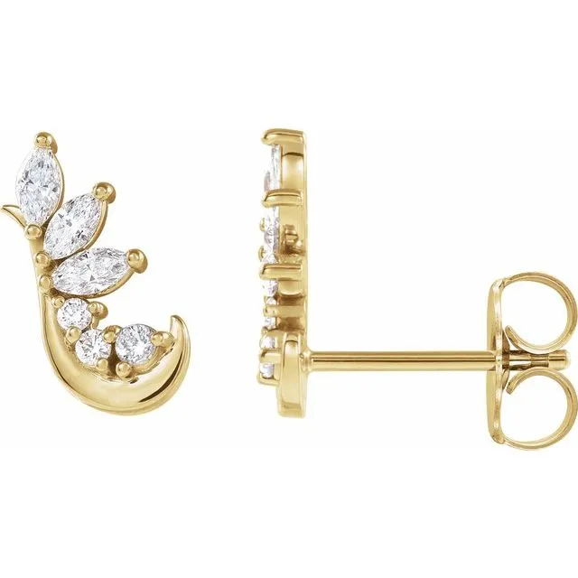 Earrings TreasureFineJewelers 14K Yellow 14 CTW Diamond Earring Climbers Earrings TreasureFineJewelers 14K Yellow 14 CTW Diamond Earring Climbers