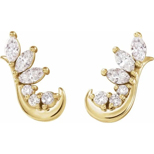 Earrings TreasureFineJewelers 14K Yellow 14 CTW Diamond Earring Climbers