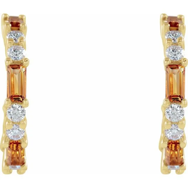 Earrings TreasureFineJewelers 14K Yellow Citrine 12 CTW Diamond Earrings