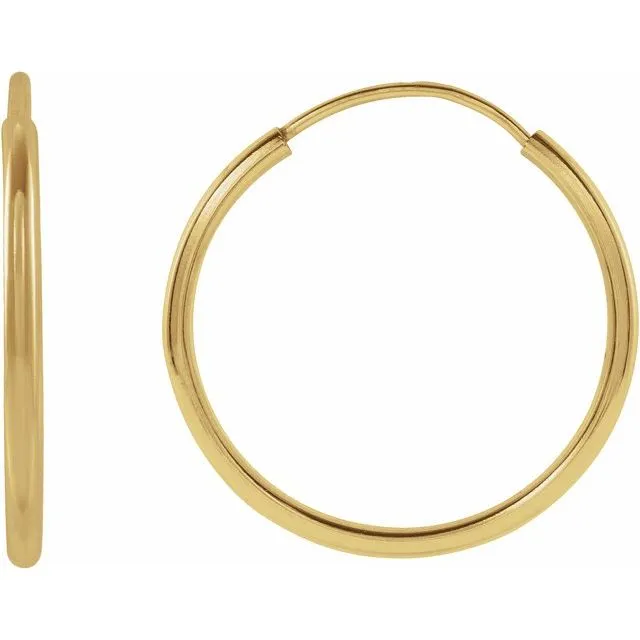 Earrings TreasureFineJewelers 14K Yellow Gold 15 mm Flexible Endless Huggie Earrings