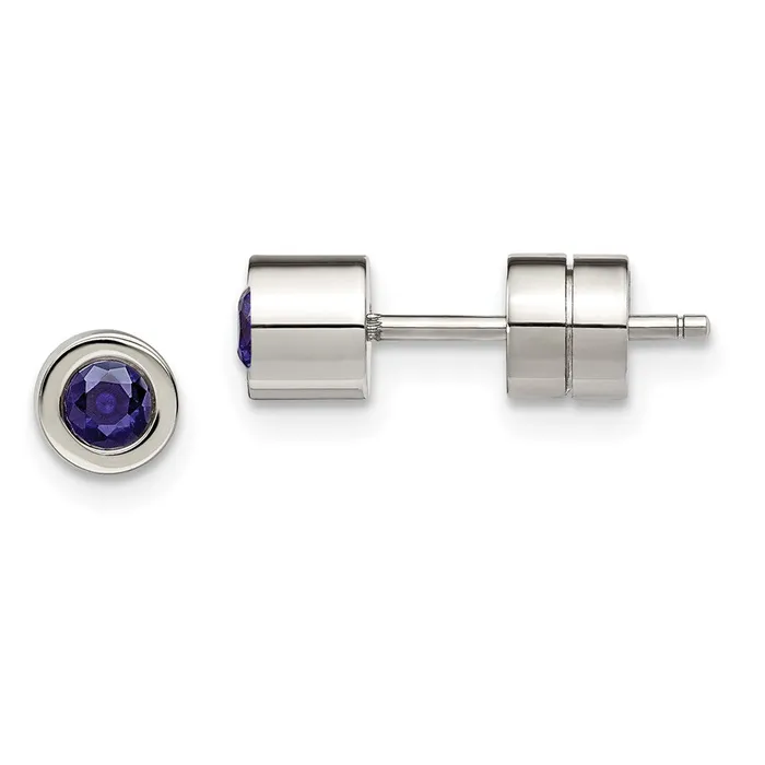 Earrings TreasureFineJewelers Stainless Steel Polished Blue CZ Sept Birthstone Post Earrings Earrings TreasureFineJewelers Stainless Steel Polished Blue CZ Sept Birthstone Post Earrings