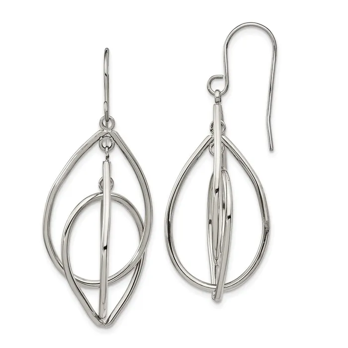 Earrings TreasureFineJewelers Stainless Steel Polished Dangle Shepherd Hook Earrings Earrings TreasureFineJewelers Stainless Steel Polished Dangle Shepherd Hook Earrings