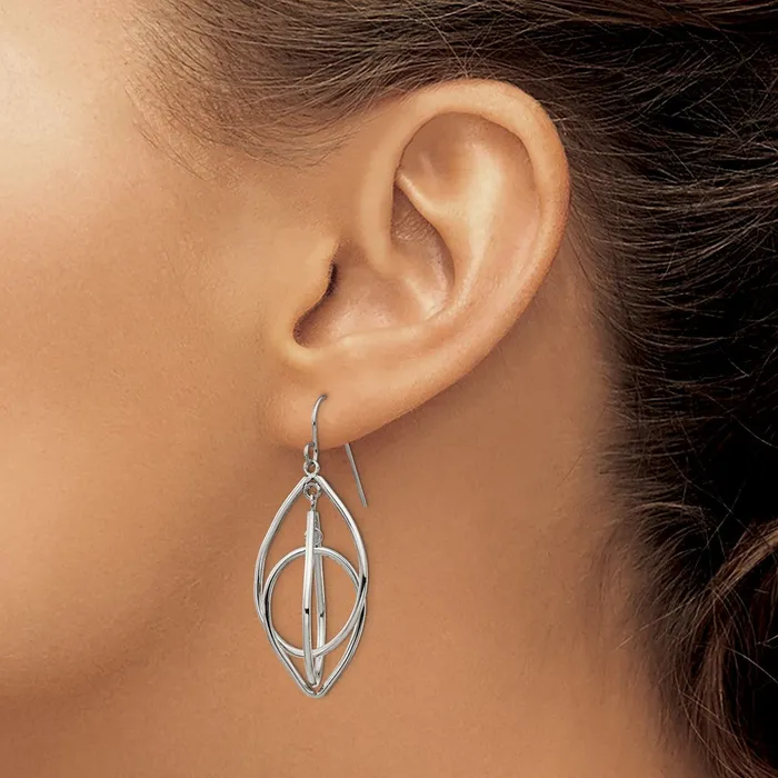Earrings TreasureFineJewelers Stainless Steel Polished Dangle Shepherd Hook Earrings