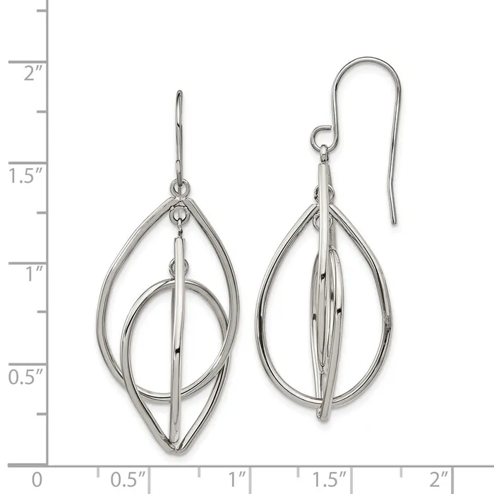 Earrings TreasureFineJewelers Stainless Steel Polished Dangle Shepherd Hook Earrings