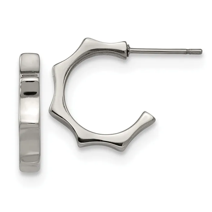 Earrings TreasureFineJewelers Stainless Steel Polished Post Hoop Earrings