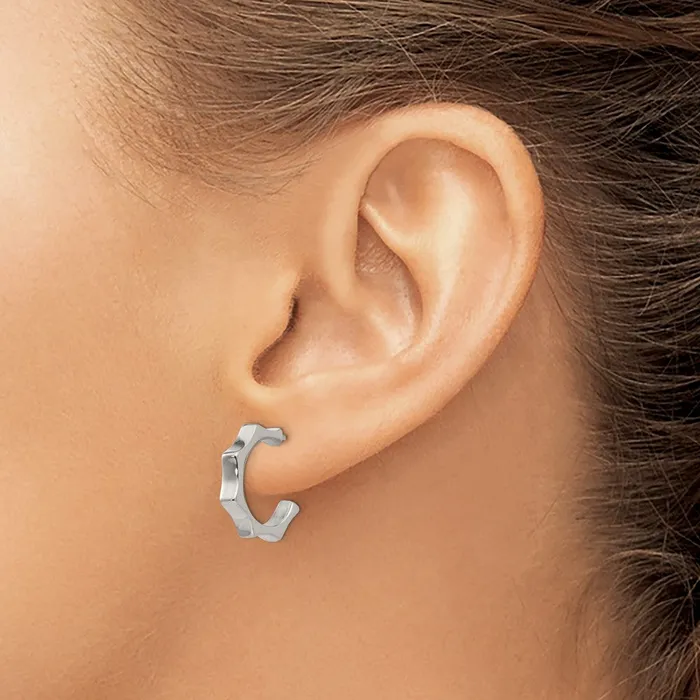 Earrings TreasureFineJewelers Stainless Steel Polished Post Hoop Earrings